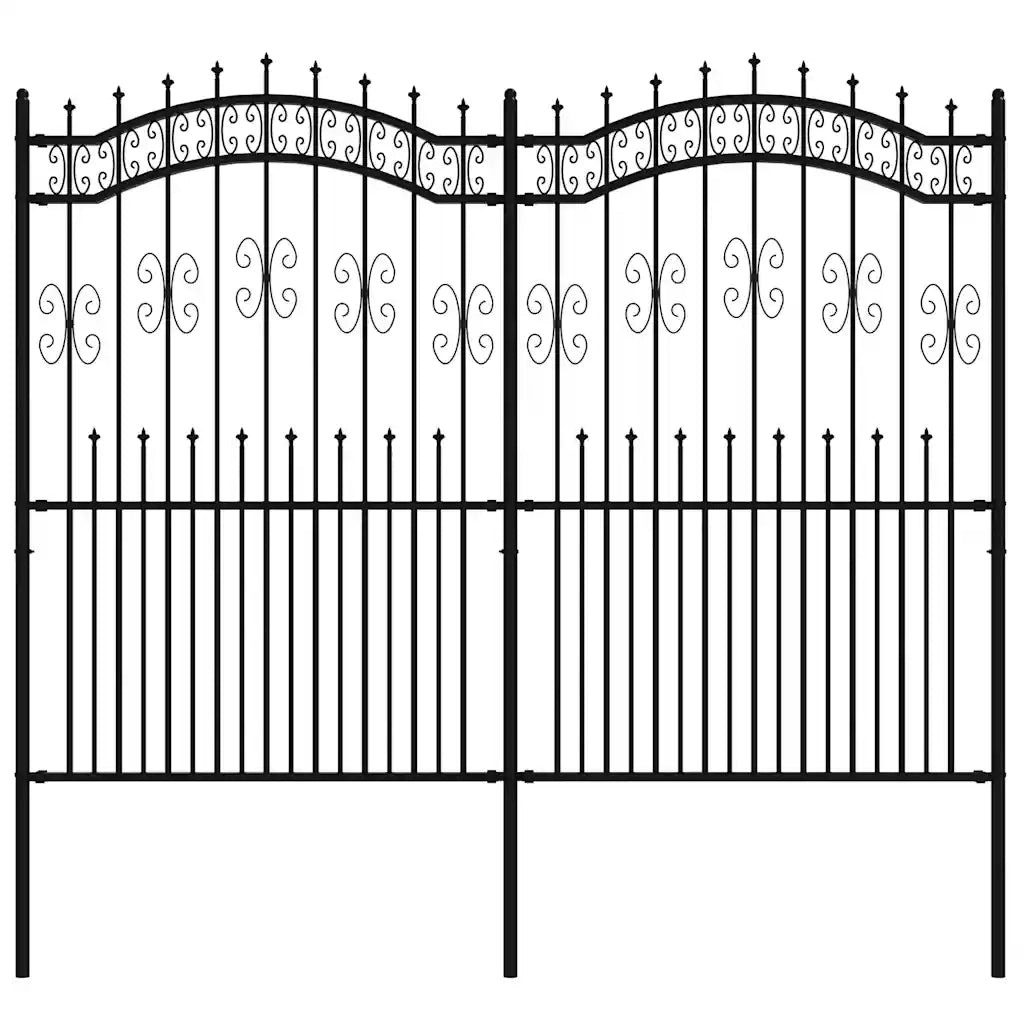 Recinzione da Giardino con Punta a Lancia Nera 222cm Acciaio cod mxl 24261