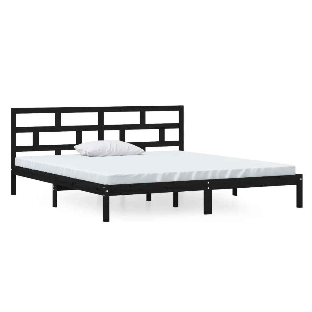 Giroletto-Struttura Letto Nero in Legno Massello di Pino 140x190 cm 867038