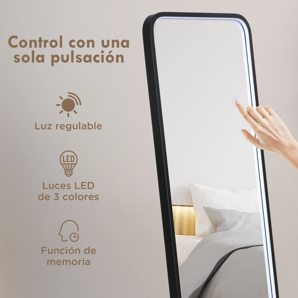 Specchio a Pieno Corpo LED ¨C zephmum ¨C Grigio 151.5x50 cm