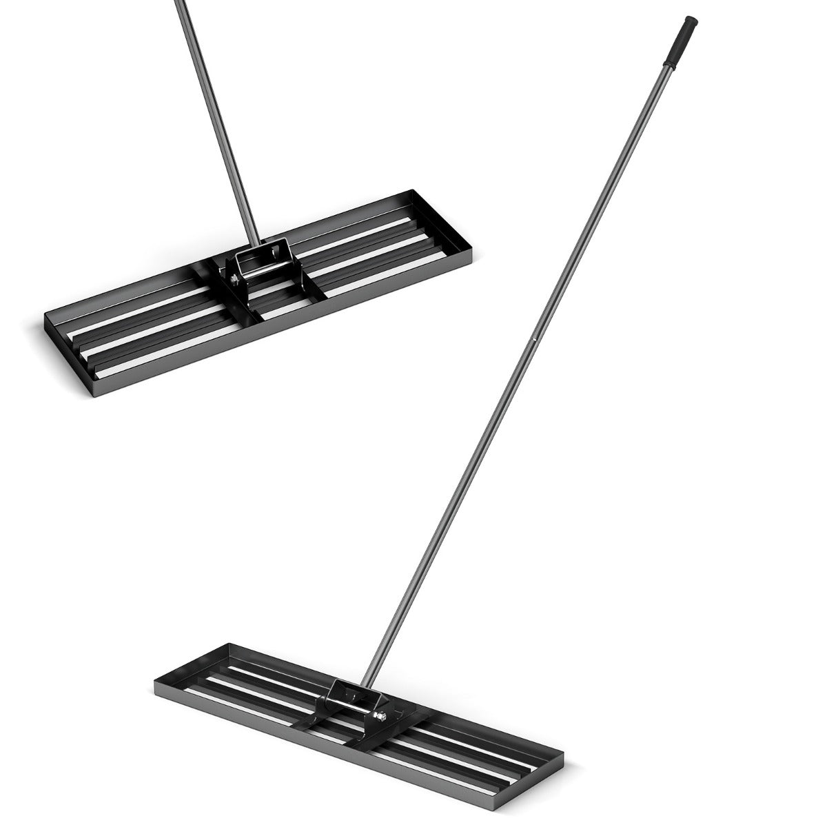 Rastrello livellatore per prato cortile, Livellatore giardino con impugnatura ergonomica e piastra 91x25cm Nero-Attrezzi da giardino