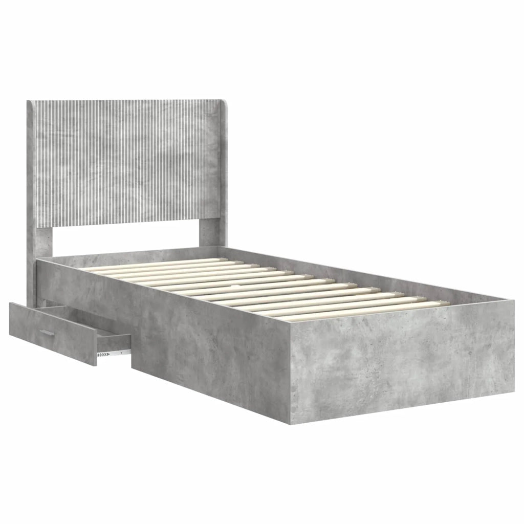 Struttura del letto con stoccaggio e testata Grigio Cemento 3414160