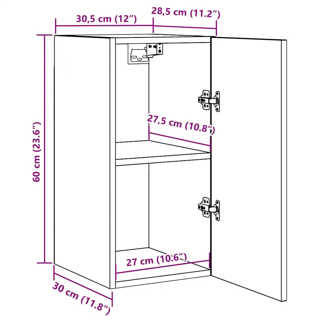 Mobile TV Rovere Fumo 30,5x30x60 cm in Legno Ingegnerizzato