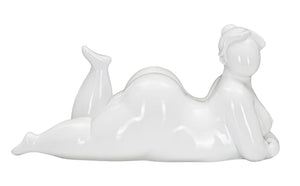 Statua Donnina Yoga Relax 32x16x16 cm in Poliresina Bianco