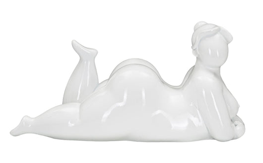 Statua Donnina Yoga Relax 32x16x16 cm in Poliresina Bianco