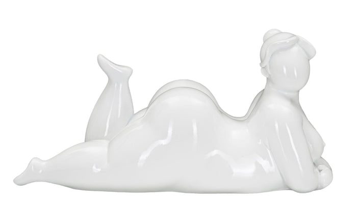 Statua Donnina Yoga Relax 32x16x16 cm in Poliresina Bianco