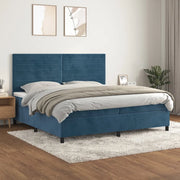 Giroletto a Molle con Materasso Blu Scuro 200x200 cm in Velluto 3143107