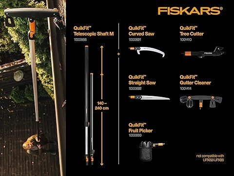 ASTA TELESCOPICA ALLUMINIO QUIKFIT  allungabile cm.140240 (136042), gr.1000    FISKARS