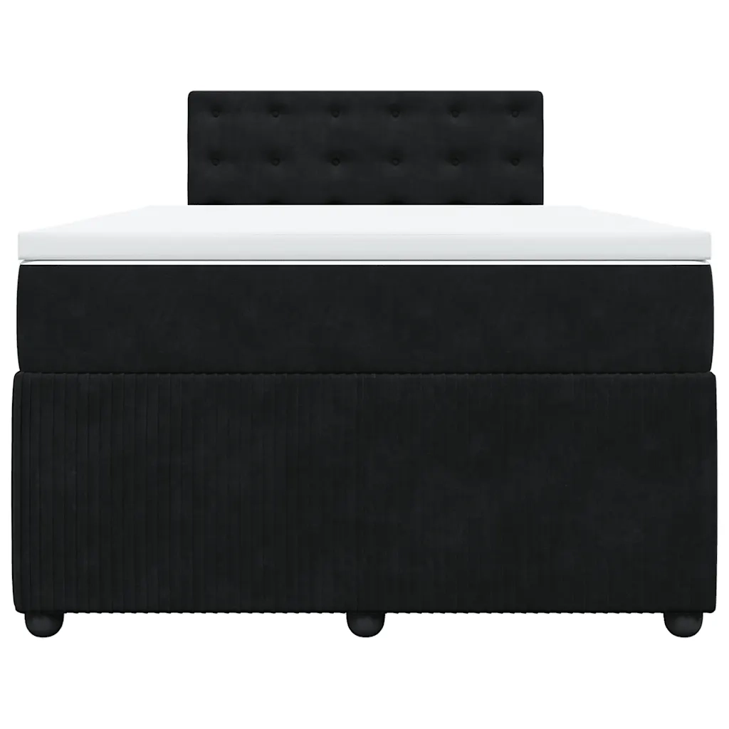 Giroletto a Molle con Materasso Nero 120x200 cm in Velluto