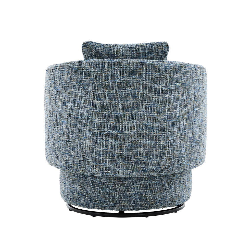 Poltrona girevole - con vano contenitore e cuscino schienale - in ciniglia - blu