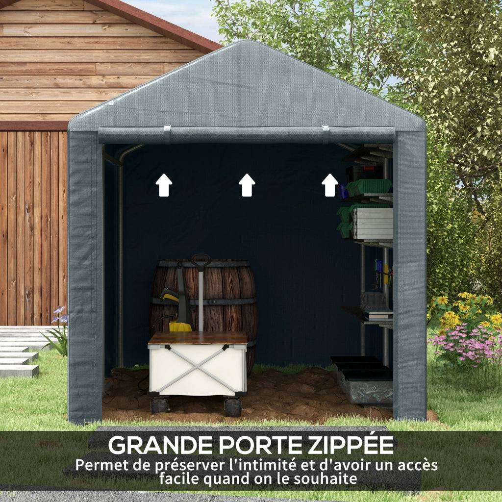 Tenda da giardino garage per bici ¨C zephmum ¨C grigio acciaio galvanizzato