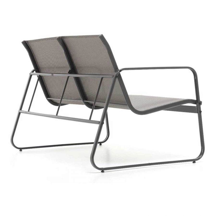 SET DA GIARDINO 4 POSTI GRIGIO CON DIVANETTO 2 POLTRONE E TAVOLINO IN FERRO JASK