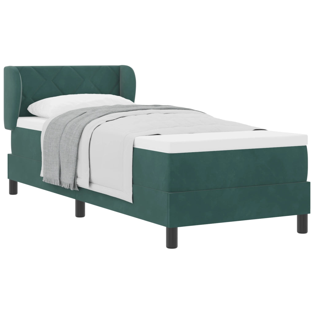 Letto a Molle con Materasso Verde Scuro 80x200 cm Velluto