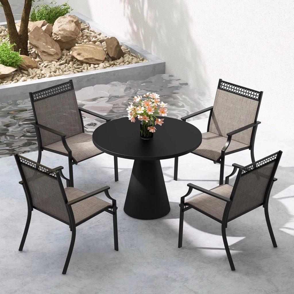 Set di 2 sedie da giardino, terrazze con braccioli, sedie da balcone in metallo con portata fino a 150 kg, sedie da pranzo per patio, terrazza (caffè)