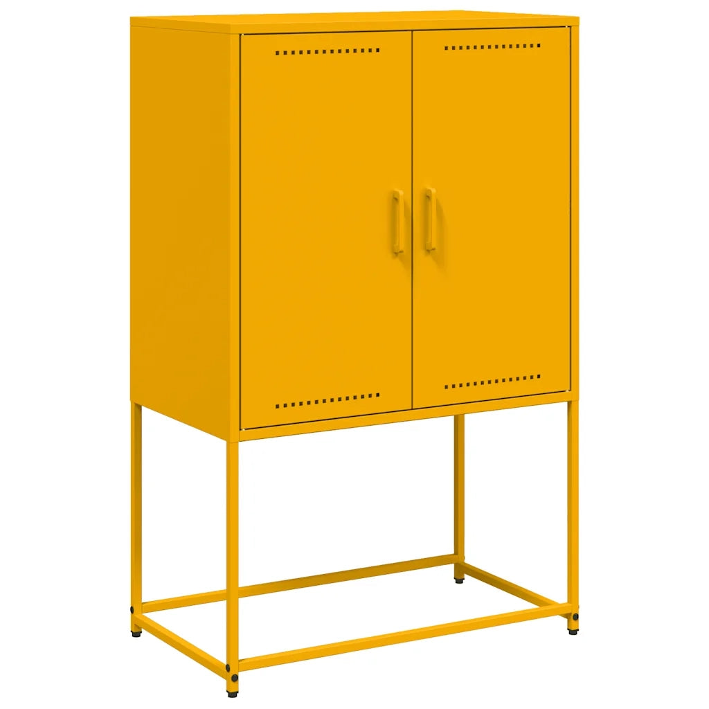 Credenza-Buffet-Armadio da cucina Giallo Senape 68,5x38,5x107 cm in Acciaio 184179