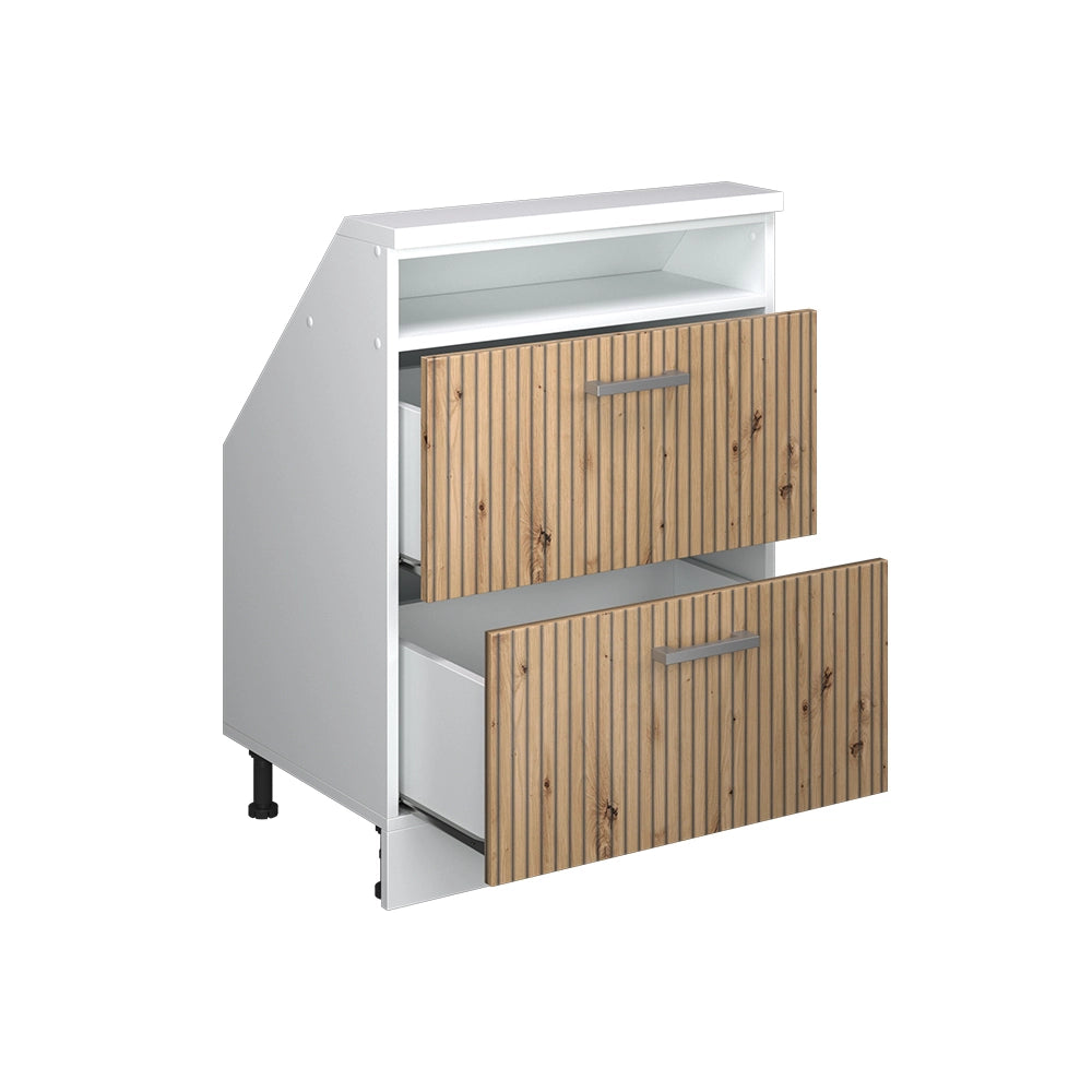 Mobile sottotetto Rion Rovere artigianale/Bianco con 2 cassetti Vicco