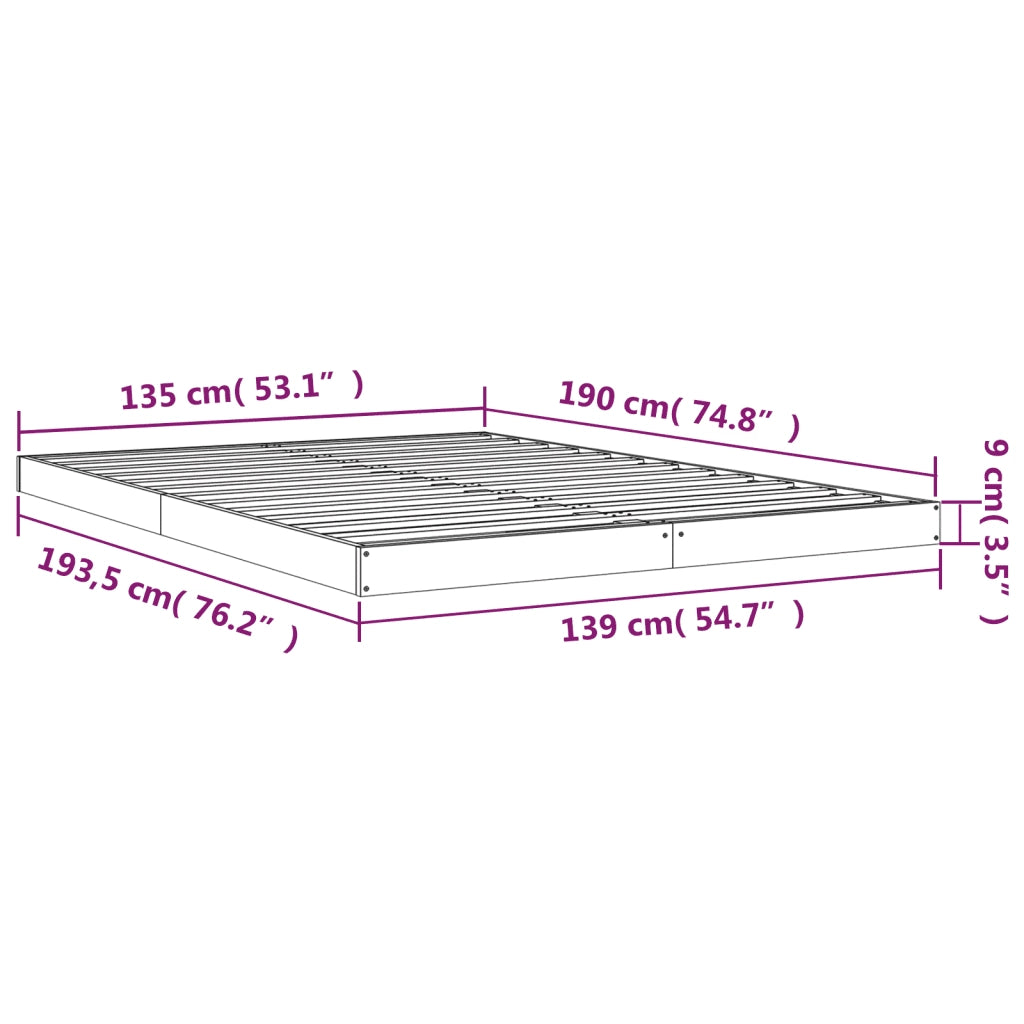 Giroletto-Struttura Letto 135x190 cm Double in Legno Massello di Pino