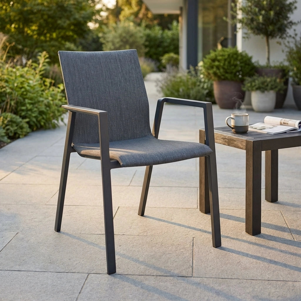 Poltrona da Giardino seduta imbottita in Alluminio Textilene cm 56x61x84 - TOD