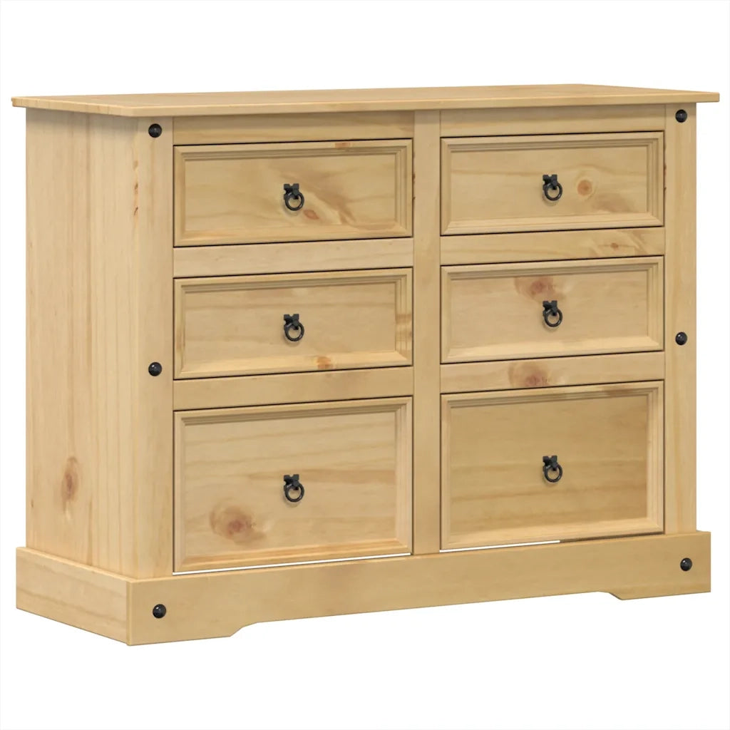 Cassettiera Corona 112x48x91 cm in Legno Massello di Pino 4005677