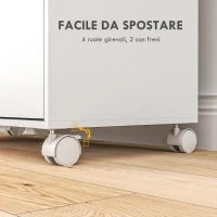 Mobile Asse da Stiro con Piano d'Appoggio, 3 Ripiani a Cubo e Guida, 127x42.5x99cm, Bianco