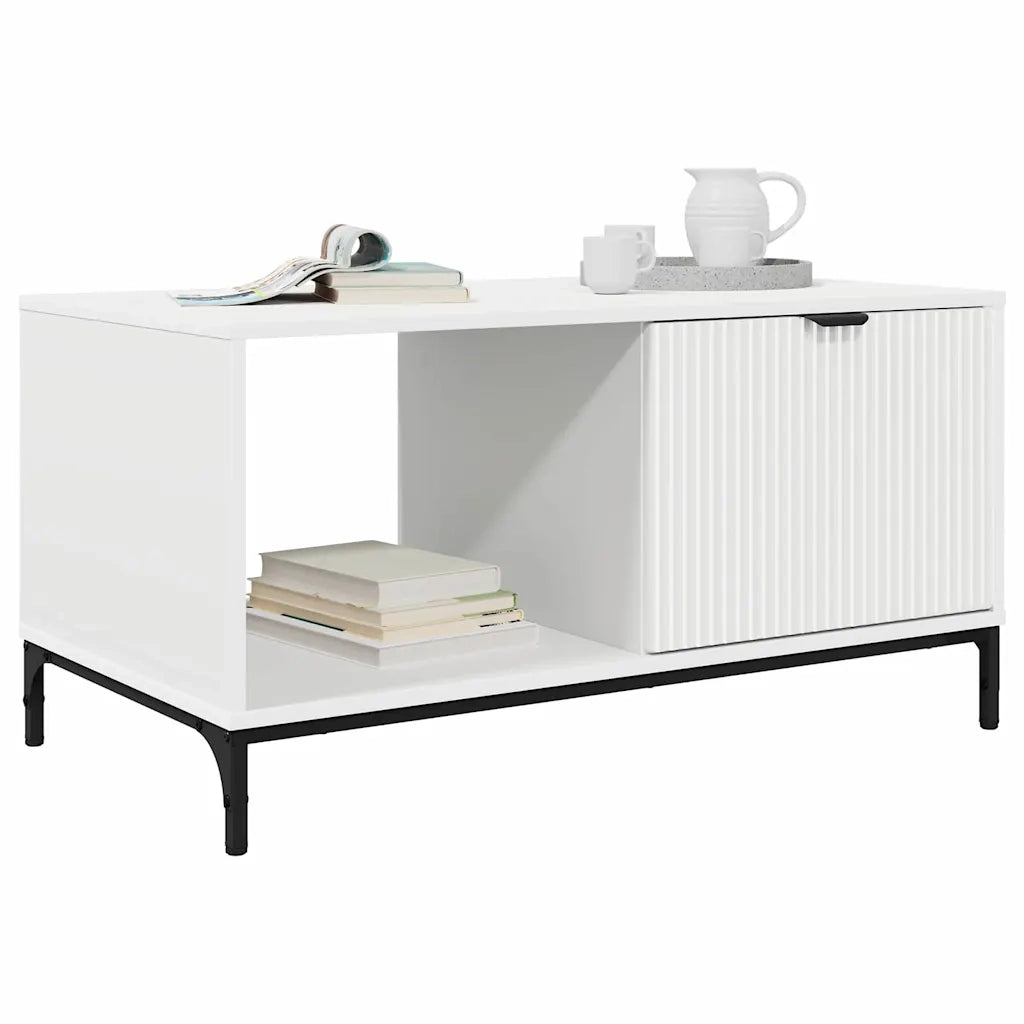 Tavolino da salotto | Tavolino da caff¨¨ | Tavolino da Soggiorno Bianco 90 x 49 x 46 cm Legno multistrato