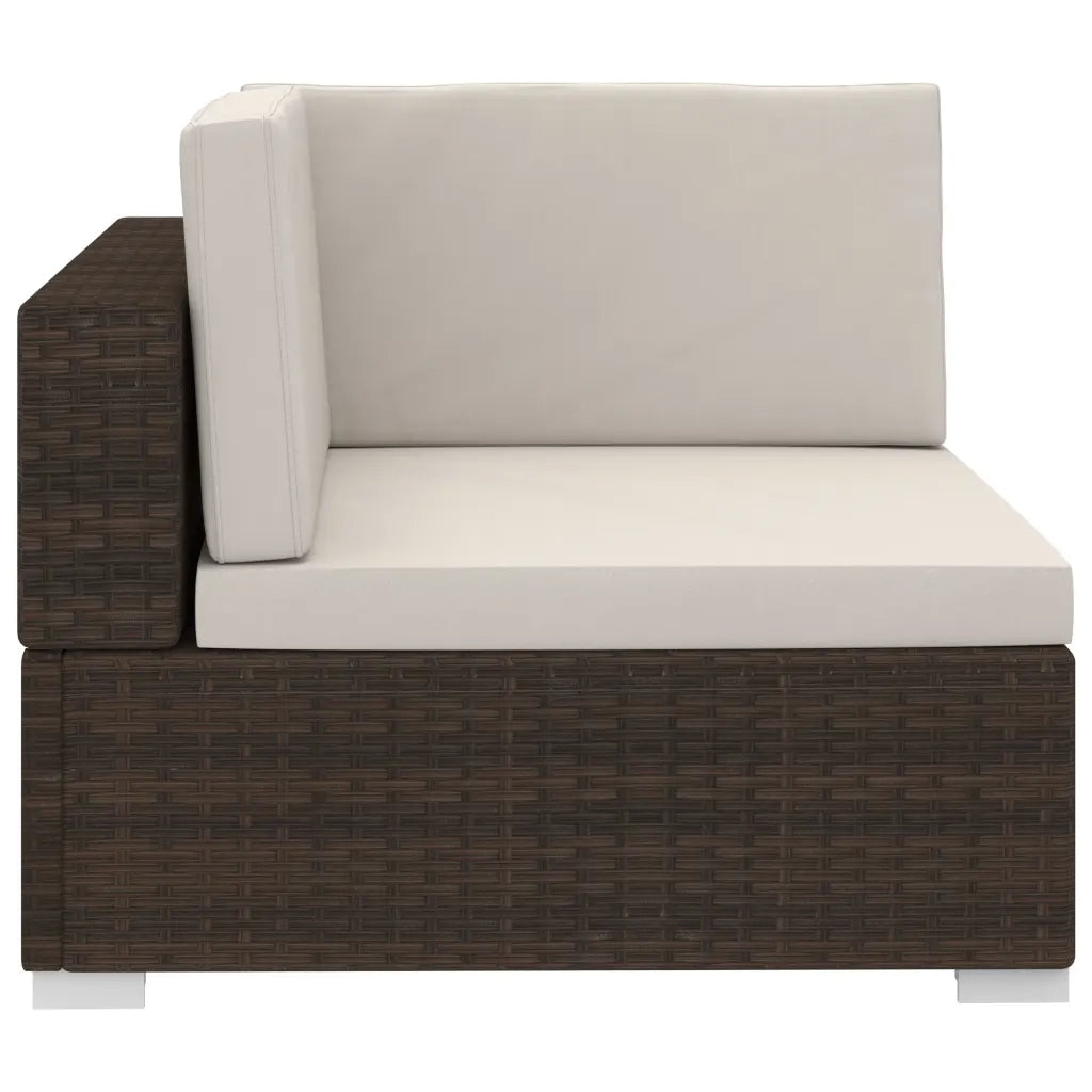 Set Divani da Giardino 4 pz con Cuscini in Polyrattan Marrone 47269