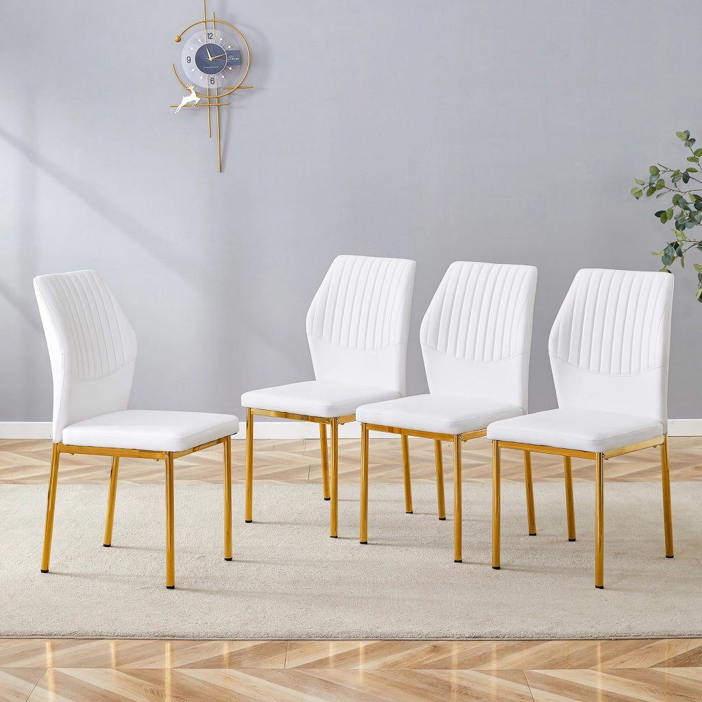 SEDIA da pranzo Set da 4 pezzi 93 cm Bianco/Oro PU