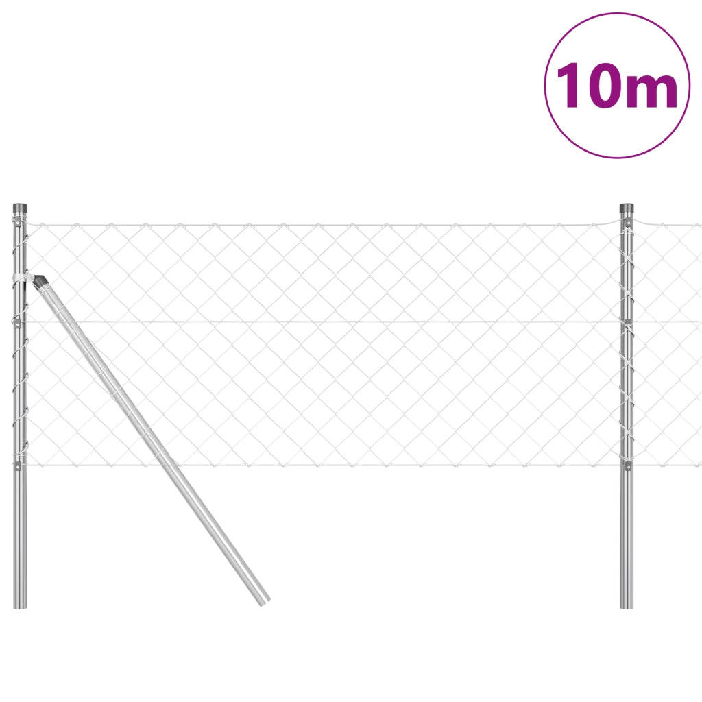 Recinzione a Maglie Circolari con 7 Pali 0.8x10 m Acciaio Galvanizzato