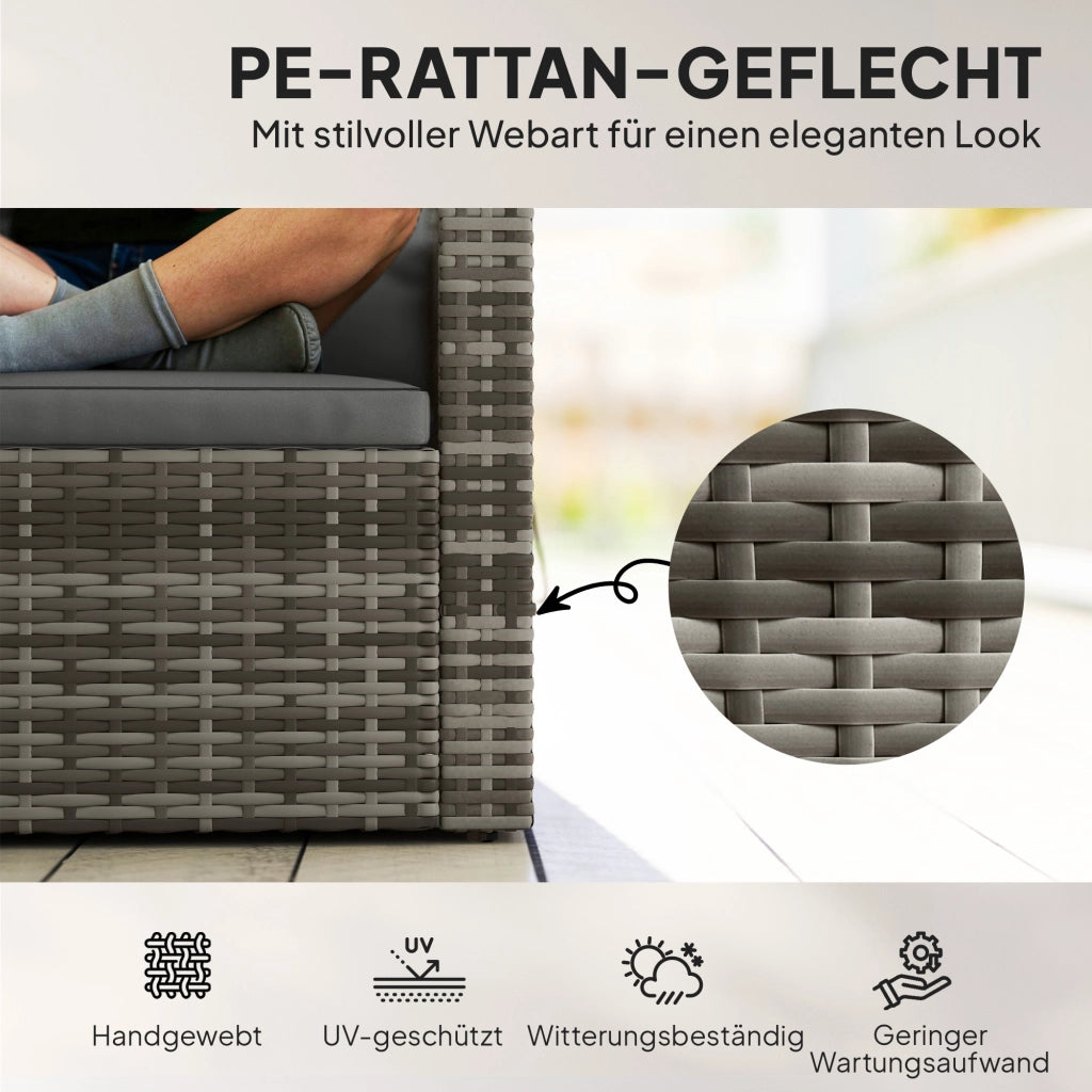 Divano 2 posti in rattan con cuscini e tavolini laterali ¨C Zephmum ¨C Grigio chiaro