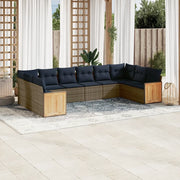 Set Divani da Giardino 10 pz con Cuscini Grigio in Polyrattan 3228007