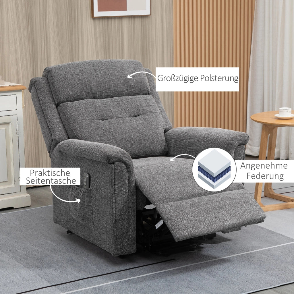 Poltrona Relax Elettrica con Alzapersona e Poggiapiedi ¨C Zephmum ¨C Grigio Scuro in Tessuto
