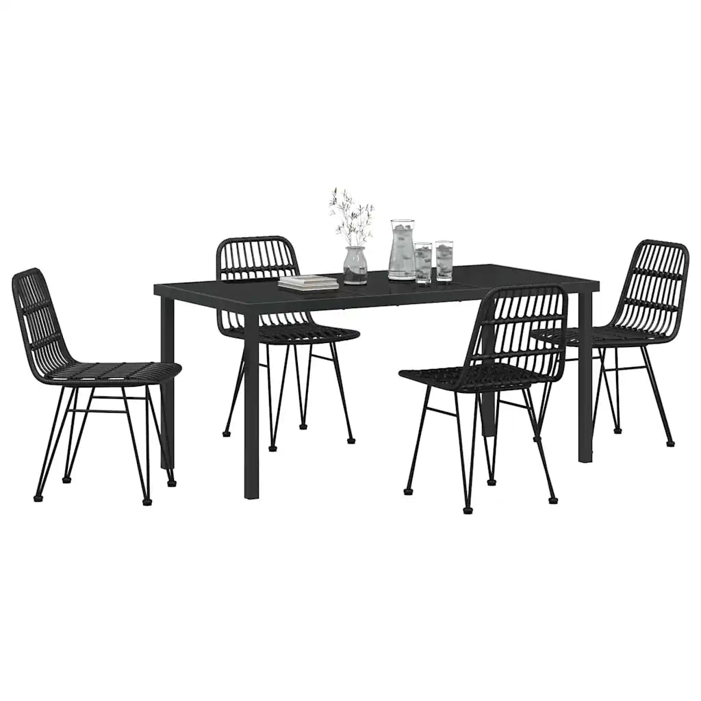 Set da Pranzo per Giardino 5 pcs Nero