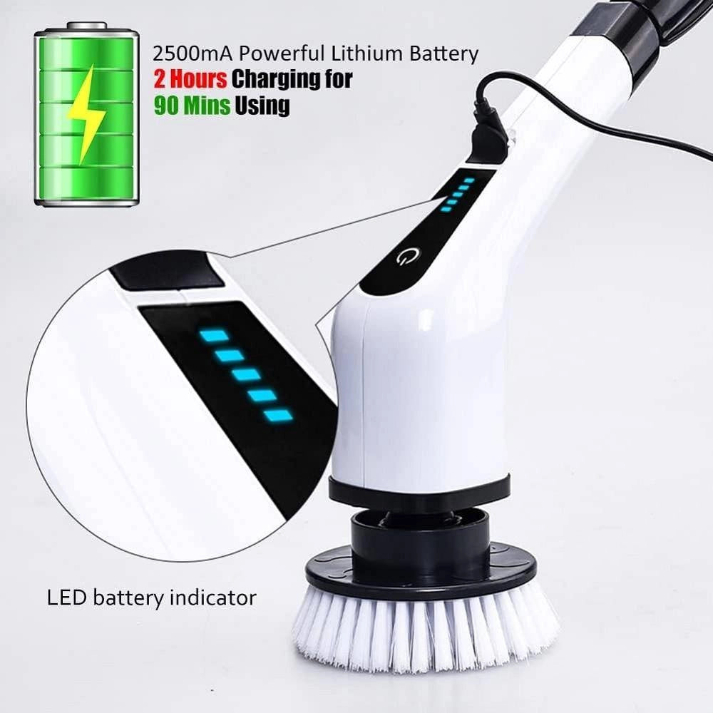 Trade Shop - Spazzola Rotante Pulizia Elettrica A Batteria 7 Teste Per Bagno Cucina Piastrelle -