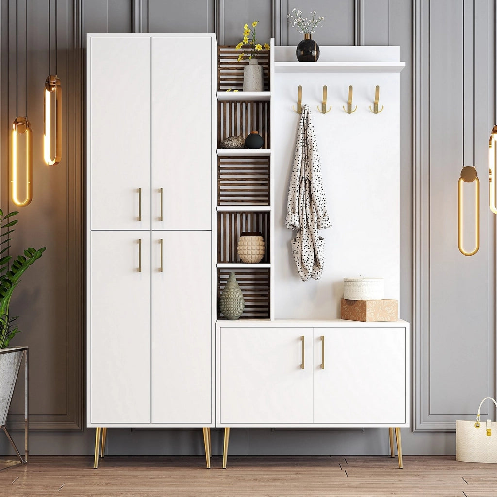 Paludi, Mobile da Ingresso Appendiabiti, 150x35x202h cm Bianco