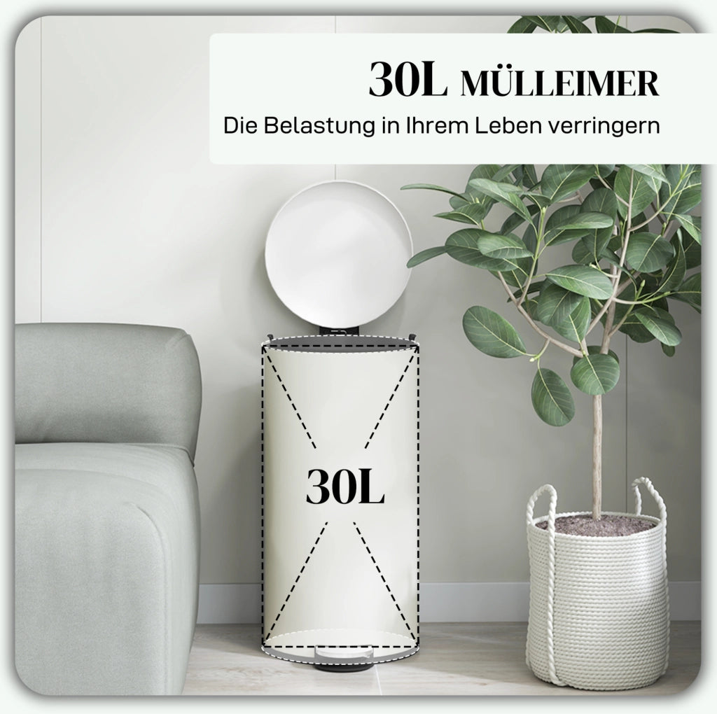 Pattumiera a pedale 30 L avorio con coperchio soft-close