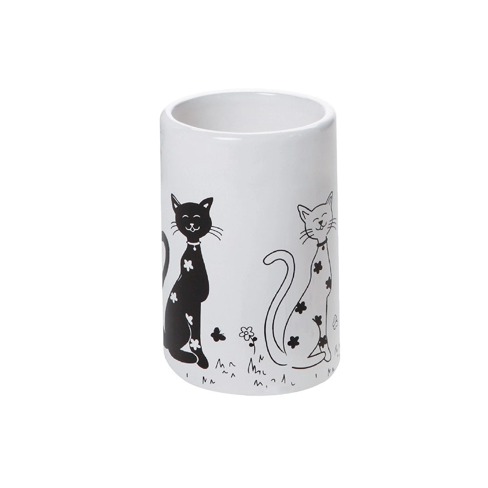 Bicchiere serie fibi in ceramica bianco decorato