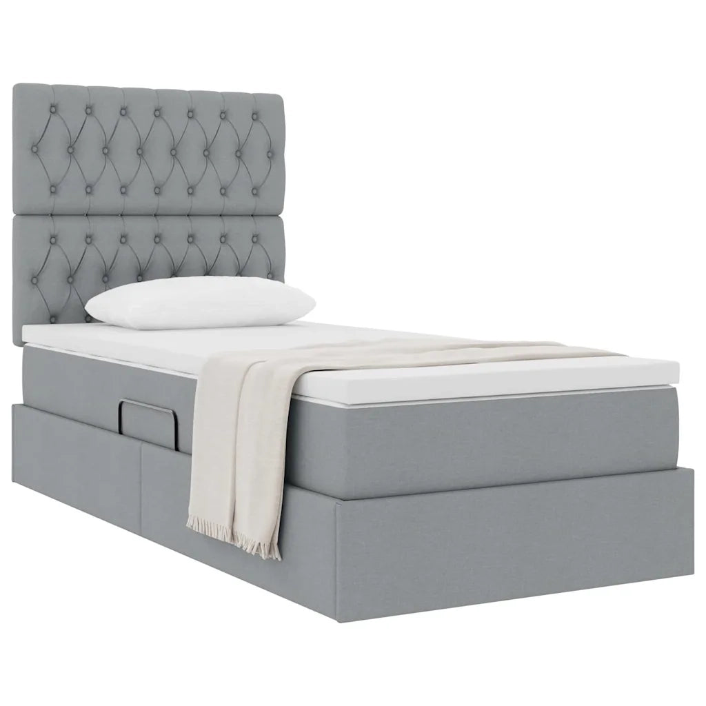 Letto con contenitore e materasso Grigio chiaro 100 x 200 cm