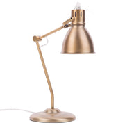 Lampada da Tavolo Lampada da Lettura a Braccio Orientabile in Metallo Ottone Paralume Rotondo Design Moderno