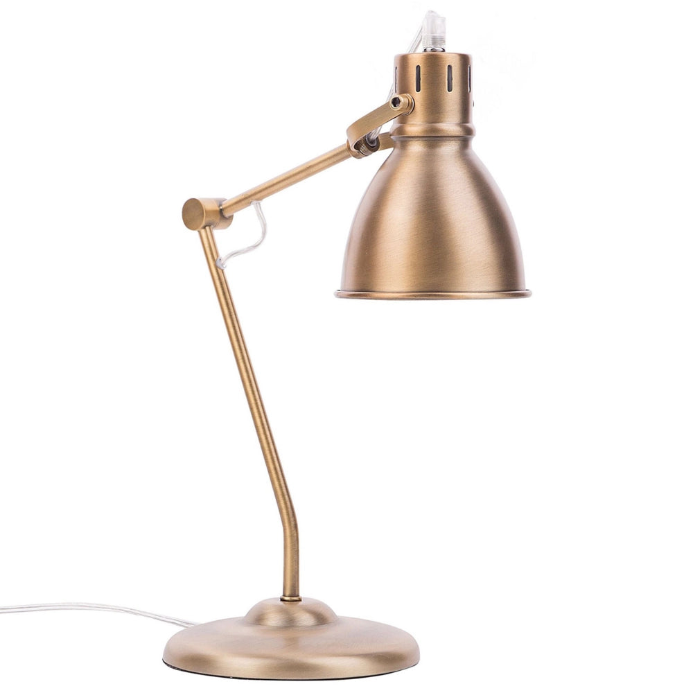 Lampada da Tavolo Lampada da Lettura a Braccio Orientabile in Metallo Ottone Paralume Rotondo Design Moderno