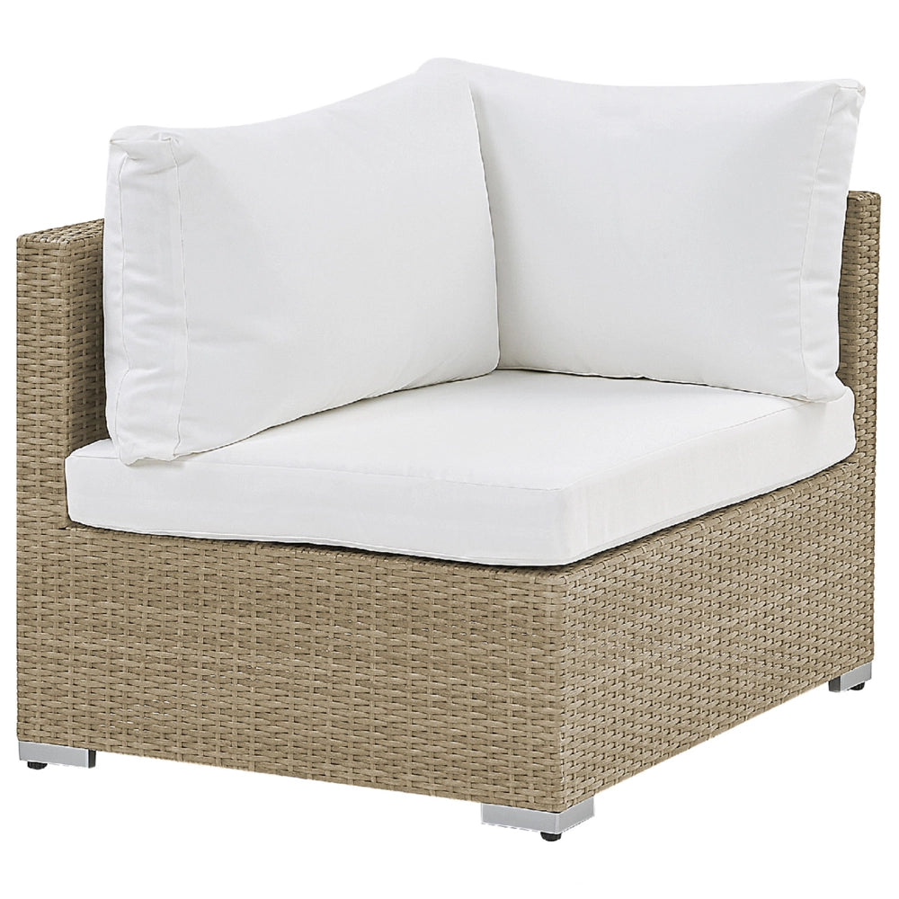 Set salotto da giardino marrone bianco cuscini Rattan Sintetico per 2 persone Set da esterno 3 pezzi con tavolino