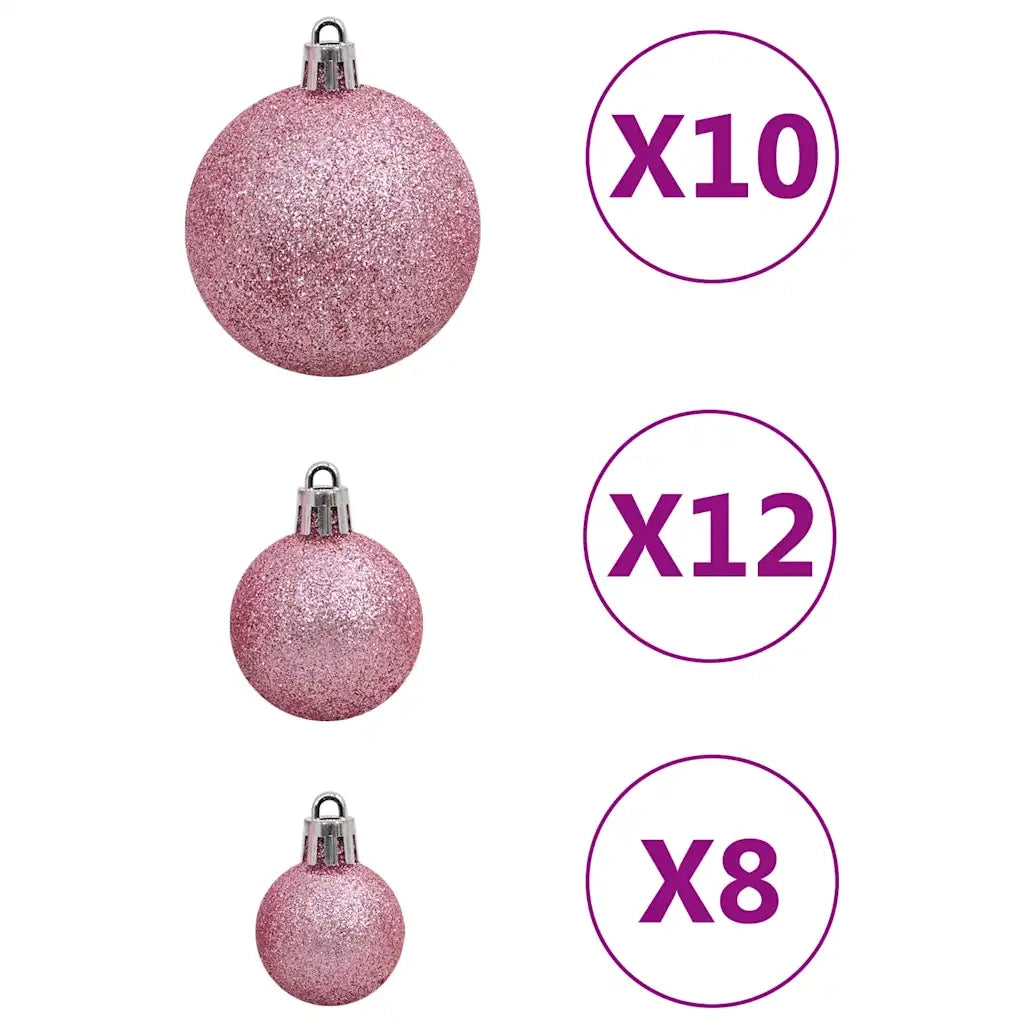 Set Palline di Natale 111 pz-Decorazioni natalizie Rosa in Polistirene