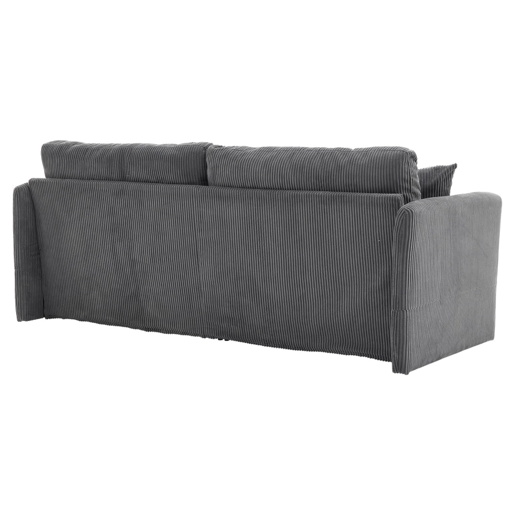 Divano letto convertibile in velluto a coste con struttura in metallo e cuscini memory grigio 182 × 88 × 84 cm