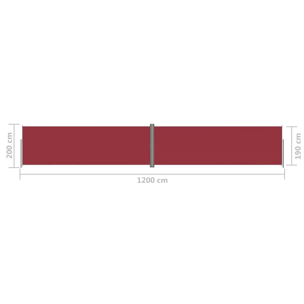 Tenda da sole laterale retrattile/schermo privacy per patio giardino terrazza balcone 200 x 1200 cm rosso 02_0007471