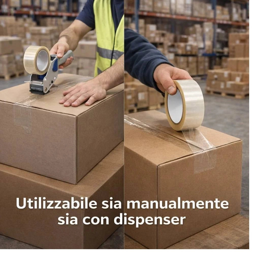 Nastro adesivo silenzioso trasparente 50mm x 66mt per imballaggio