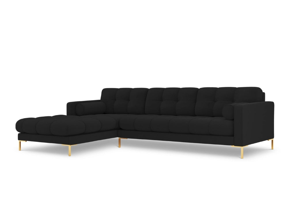 Cosmopolitan Design - Divano angolare sinistro "Bali" 5 posti in tessuto strutturato nero 