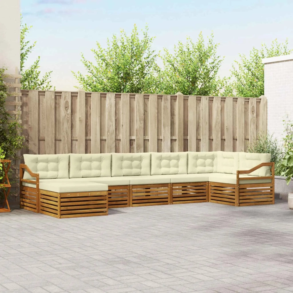 Set di divani da esterno con cuscino 7 pcs Naturale e Crema