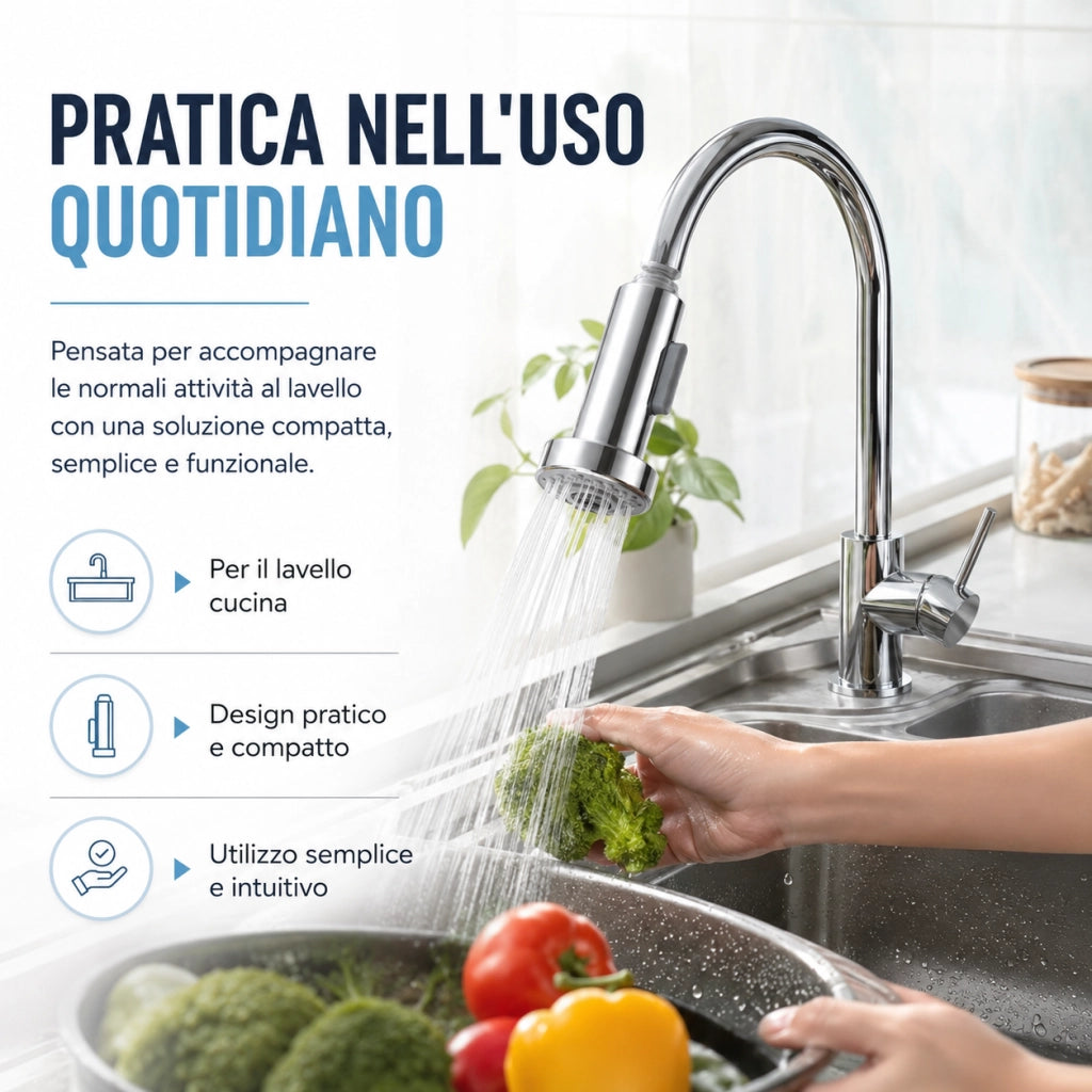 Doccetta Ricambio Miscelatore Cucina 2 Getti 1/2" 100x50 mm Cromata 59220