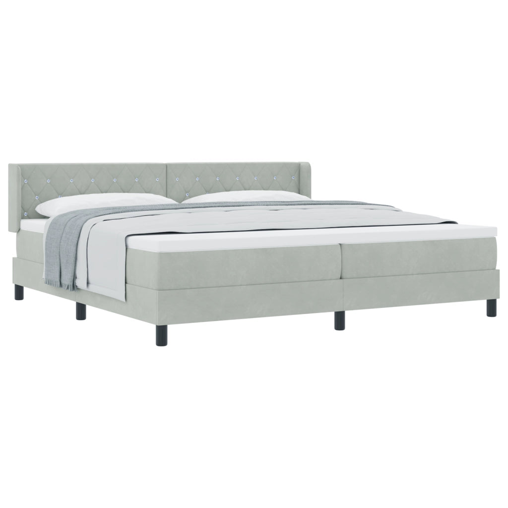 Letto a Rete con Materasso Grigio Chiaro 200x200 cm Velluto