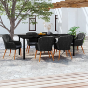 Set da Pranzo da Giardino 7 pz con Cuscini Nero 3099509