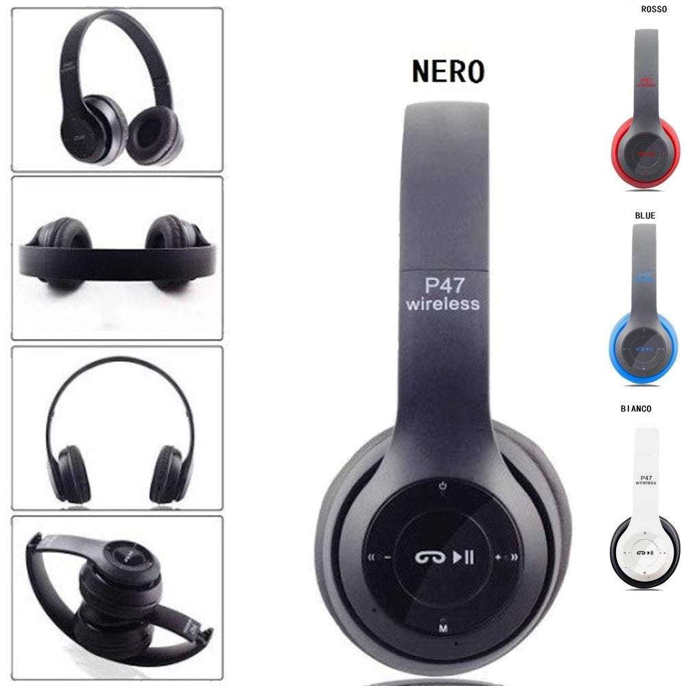 Trade Shop - Cuffie Bluetooth Stereo P47 Per Smartphone E Computer Wireless -