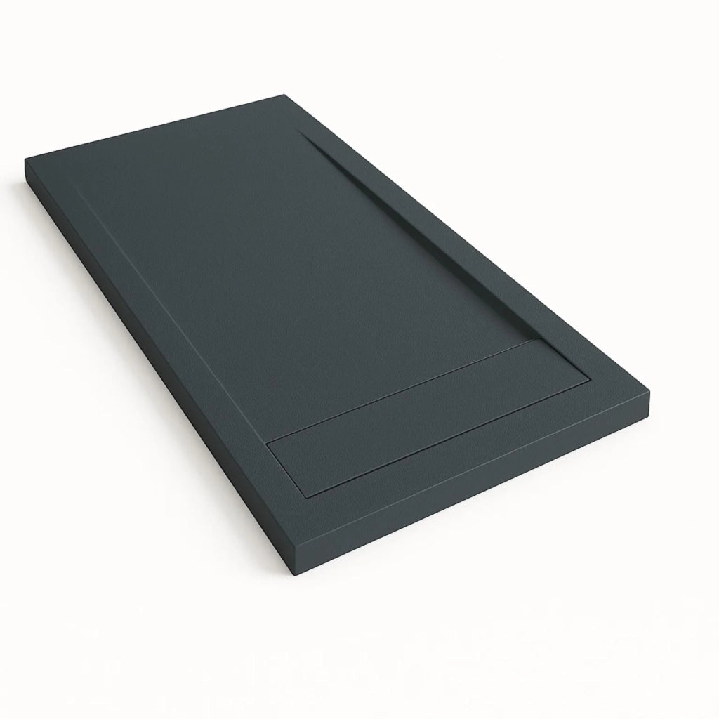 Piatto doccia Bidai con bordo 90X80 cm colore Grigio grafite RAL 7016 griglia Grigio grafite